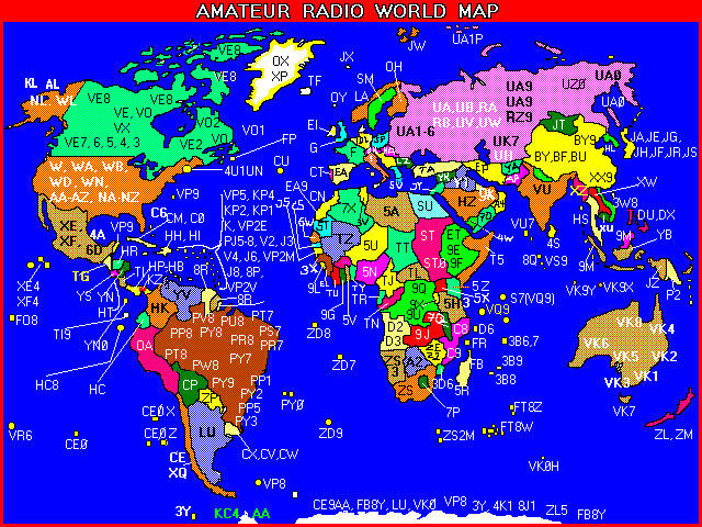 Map of radio prefixes