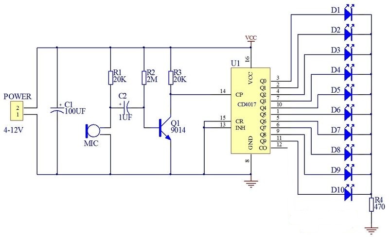 10 LED Dice Circuit Diagram